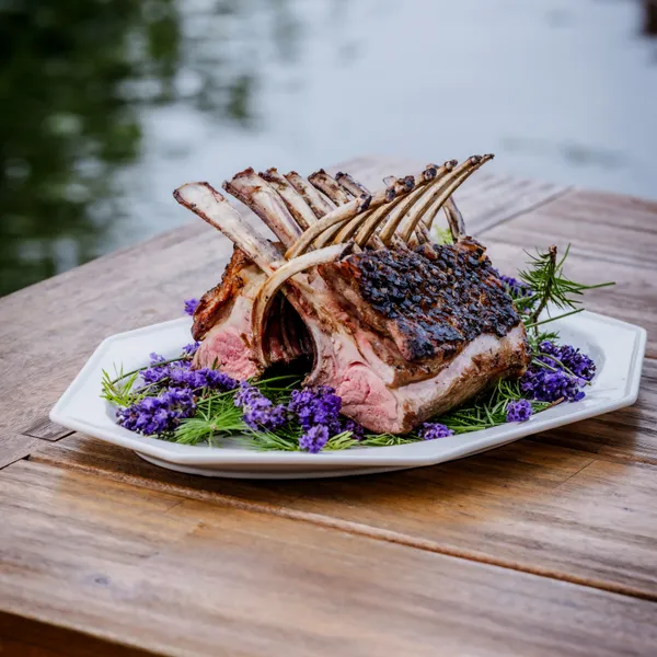 Roast meat arranged beautifully and presented outside