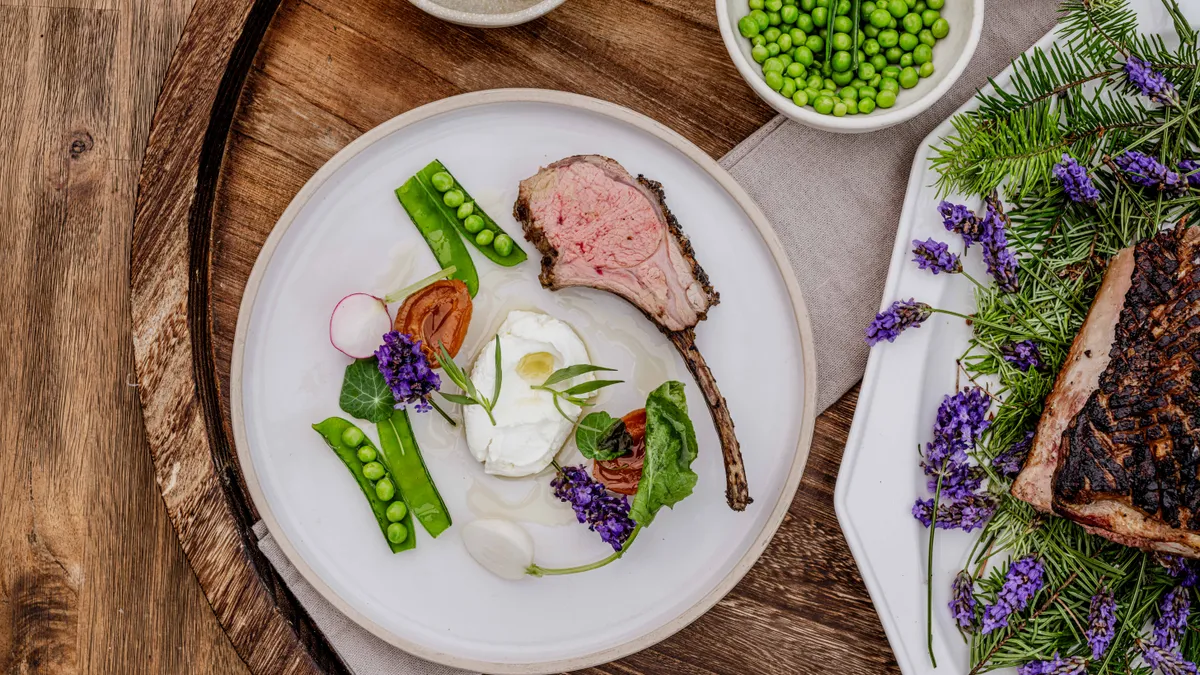 A carefully arranged plate of food